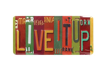 LIVE IT UP LICENSE PLATE METAL ART SIGN