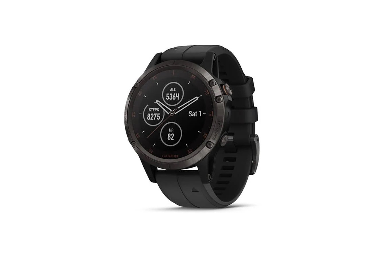 Garmin Fenix 5 Plus, Sapphire, Carbon Gray DLC Titanium with Black