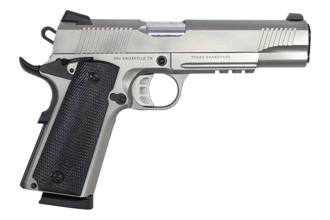 TISAS 1911-A1 DUTY 45ACP 5IN SS RAIL BLACK GRIPS