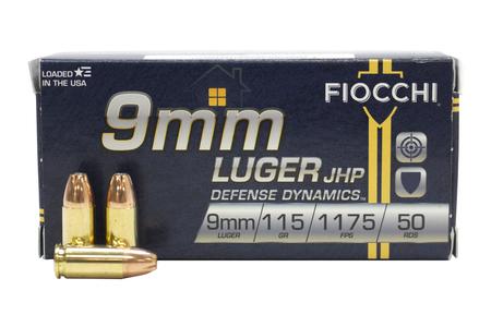 FIOCCHI 9mm Luger 115 gr JHP Defense Dynamics 50/Box