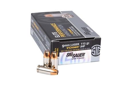 SIG SAUER 9mm Luger 115 gr JHP Elite V-Crown 50/Box