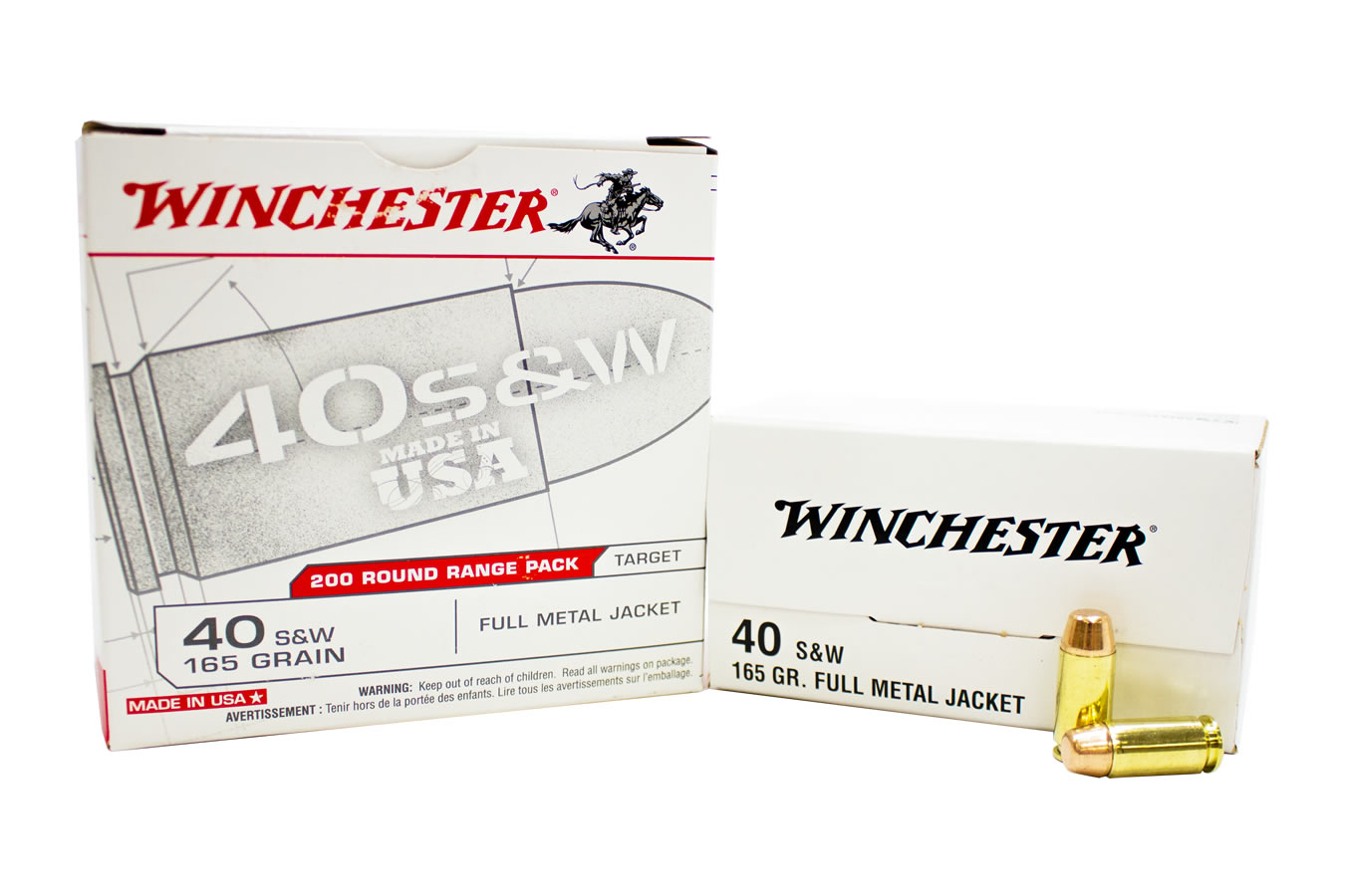 WINCHESTER AMMO 40 SW 165 GR FMJ USA RANGE PACK 200/BOX