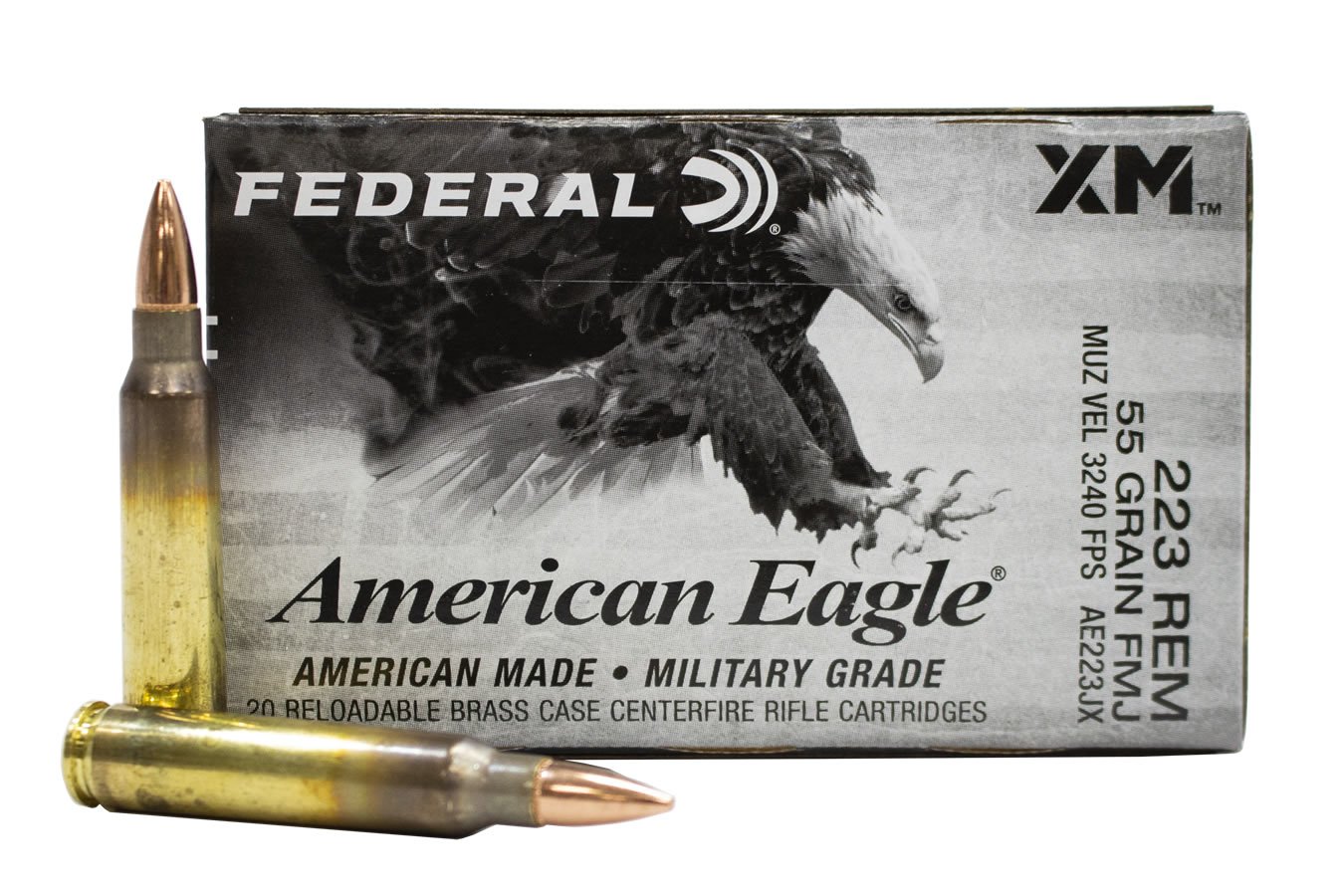 FEDERAL AMMUNITION 223 REM 55 GR FMJ BT AMERICAN EAGLE 20/BOX