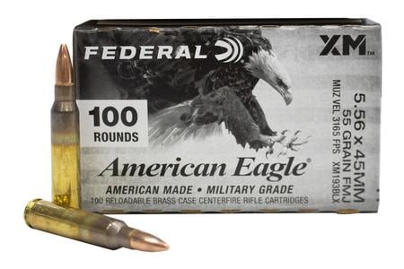 5.56MM 55 GR FMJ BT AMERICAN EAGLE 100/BOX