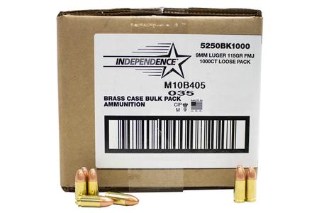 Independence 9mm Luger 115 gr FMJ 1000 Round Case (Loose)