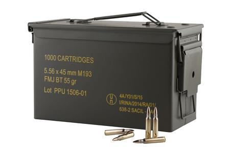 PPU 5.56x45mm 55 gr FMJBT 1000 Rounds in Ammo Can