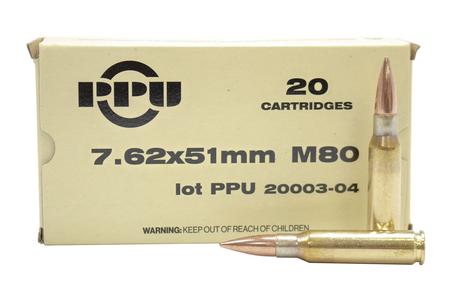 PPU 7.62x51mm 145 gr FMJBT Mil Spec 20/Box