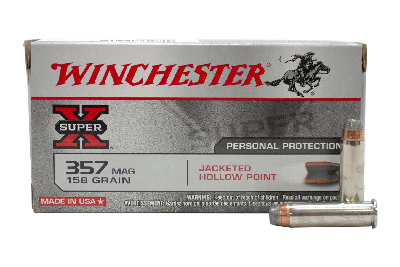 Winchester 357 Mag 158 gr JHP SUPER-X Police Trade Ammo 50/Box