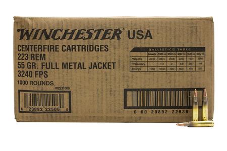 WINCHESTER AMMO 223 Rem 55 gr FMJ USA Loose 1000 Round Case