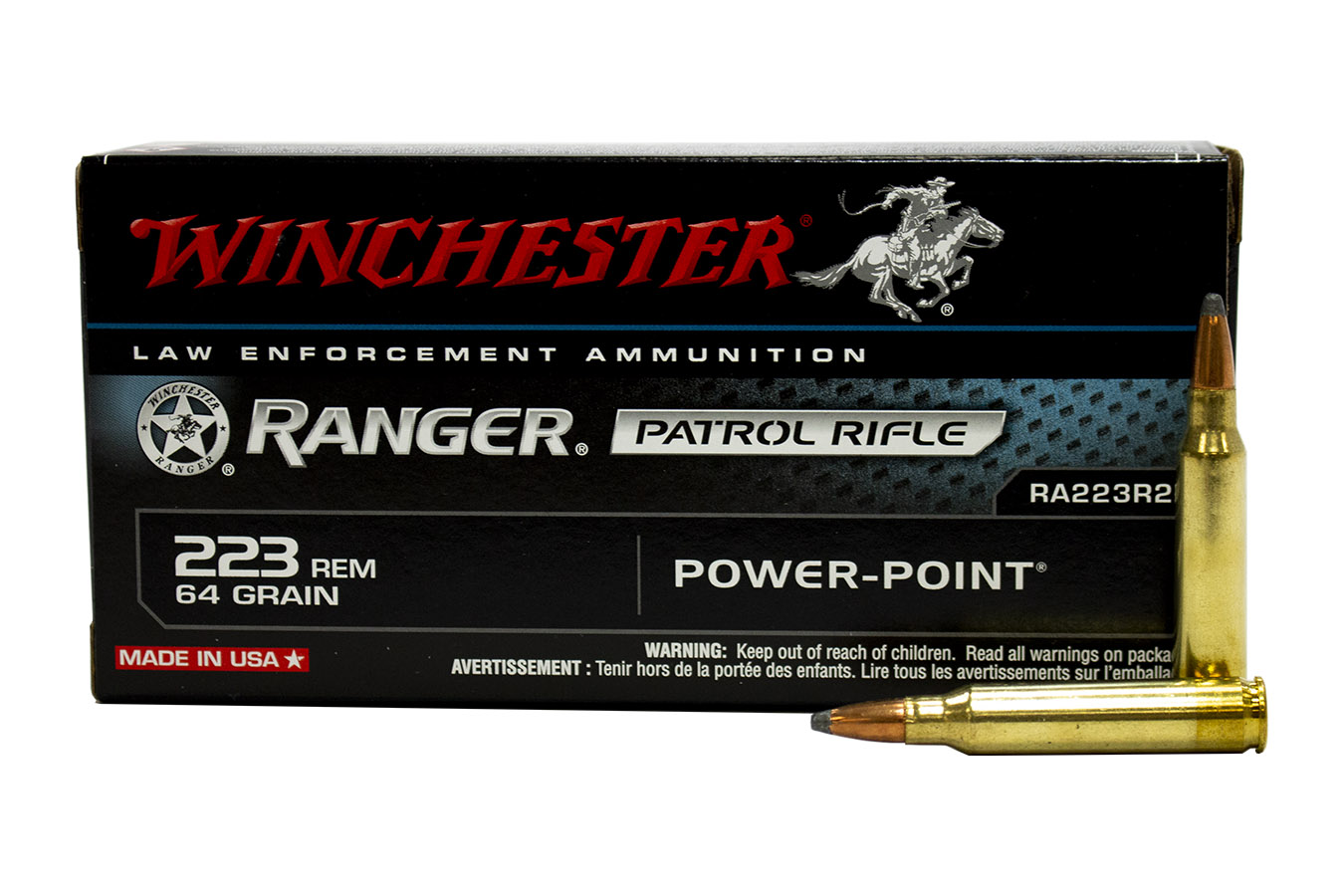 WINCHESTER AMMO 223 REM 64 GR POWER POINT RANGER POLICE TRADE AMMO 20/BOX