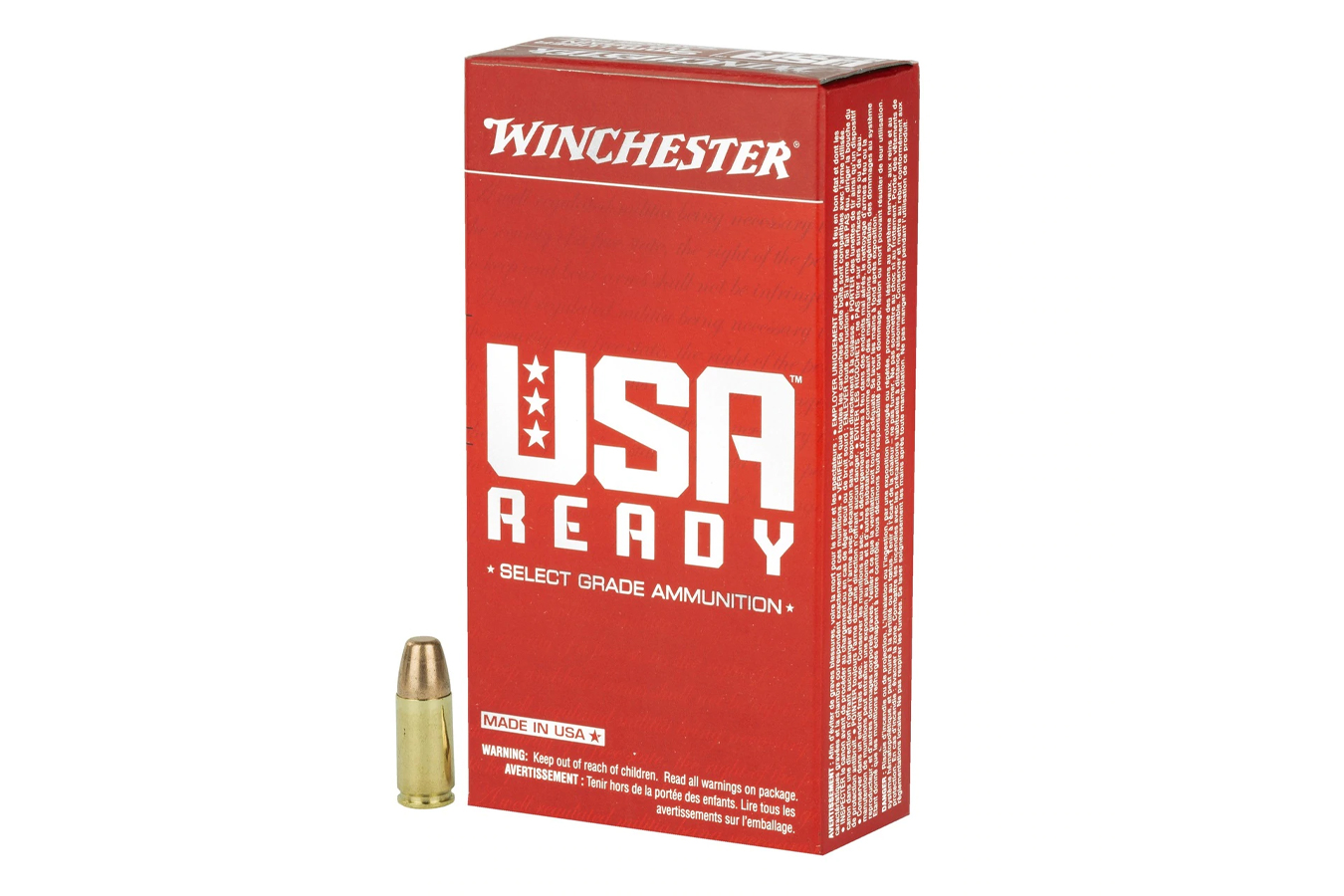 WINCHESTER AMMO 9 MM LUGER 115 GR FMJ FLAT NOSE  USA READY 50/BOX