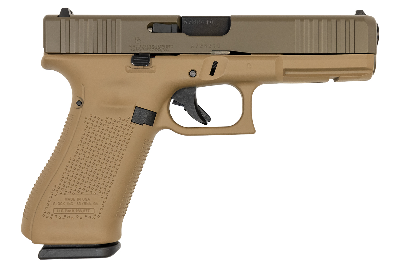 Glock 17 Gen5 9mm Pistol w/ Davidsons Dark Earth Frame and Patriot Brown Cerakote Slid