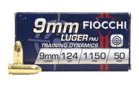 FIOCCHI 9mm 124 gr FMJ Training Dynamics 50/Box