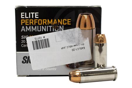 SIG SAUER 45 Colt 230 gr JHP Elite V-Crown Police Trade ammo 20/Box