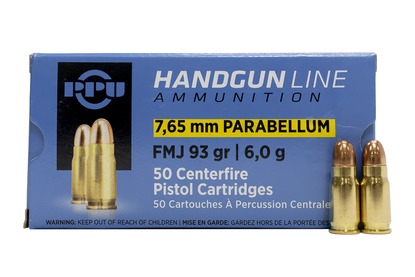 PPU 7.65MM PARABELLUM 93 GR FMJ 50/BOX