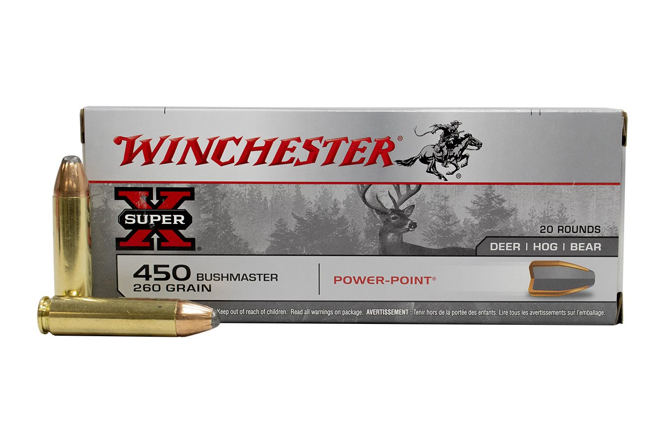 WINCHESTER AMMO 450 BUSHMASTER 260 GR POWER POINT SUPER X 20/BOX