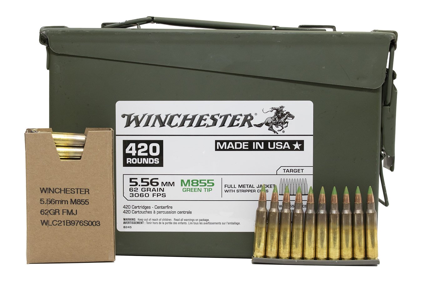 WINCHESTER AMMO 5.56MM M855 62 GR FMJ STRIPPER CLIP 420/CAN