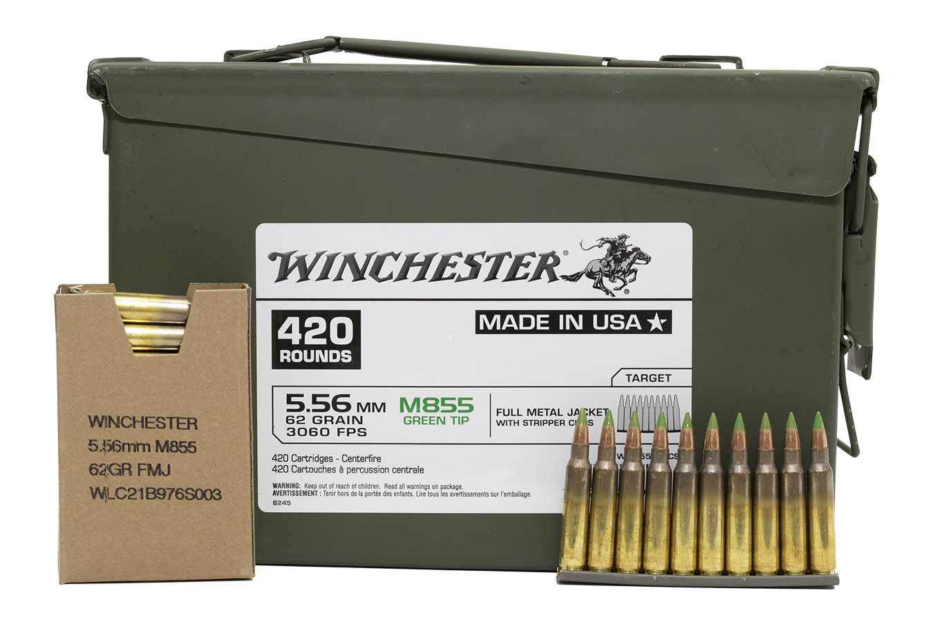 Shop Winchester 5 56mm M855 Green Tip 62 Gr FMJ Stripper Clip 420 