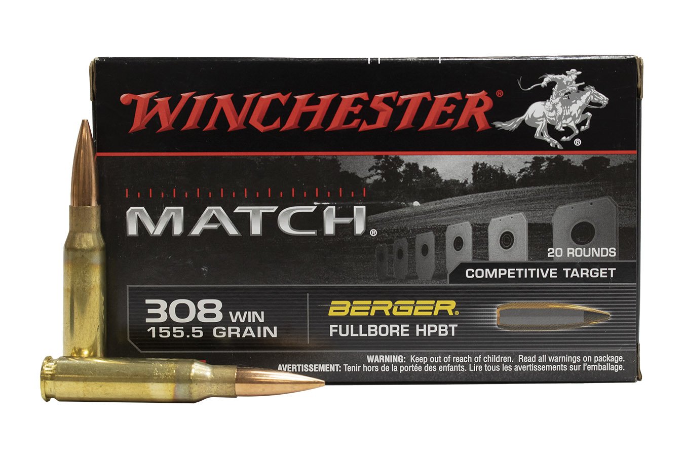 WINCHESTER AMMO 308 WIN 155.5 GR BERGER FULLBORE HPBT MATCH 20/BOX