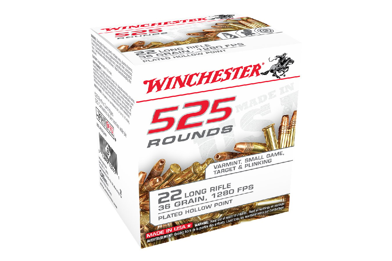 WINCHESTER AMMO 22 LR 36 GR COPPER PLATED HP 525/BOX