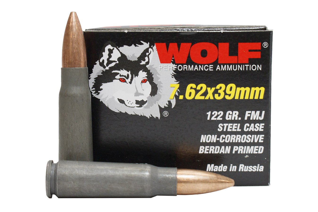 WOLF AMMO 7.62X39MM 122 GR FMJ STEEL CASE 20/BOX