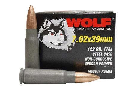 WOLF AMMO 7.62x39mm 122 gr FMJ Steel Case 20/Box