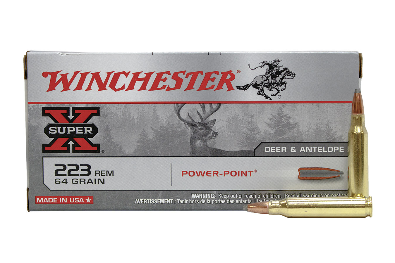 WINCHESTER AMMO 223 REM 64 GR POWER POINT SUPER X 20/BOX