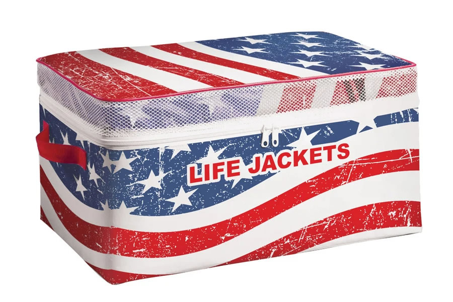 (4) Type II Adult Keyhole USA Life Jackets with Storage Bag