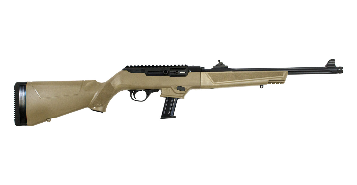 RUGER PC CARBINE 9MM FLAT DARK EARTH RIFLE WITH THREADED BARREL