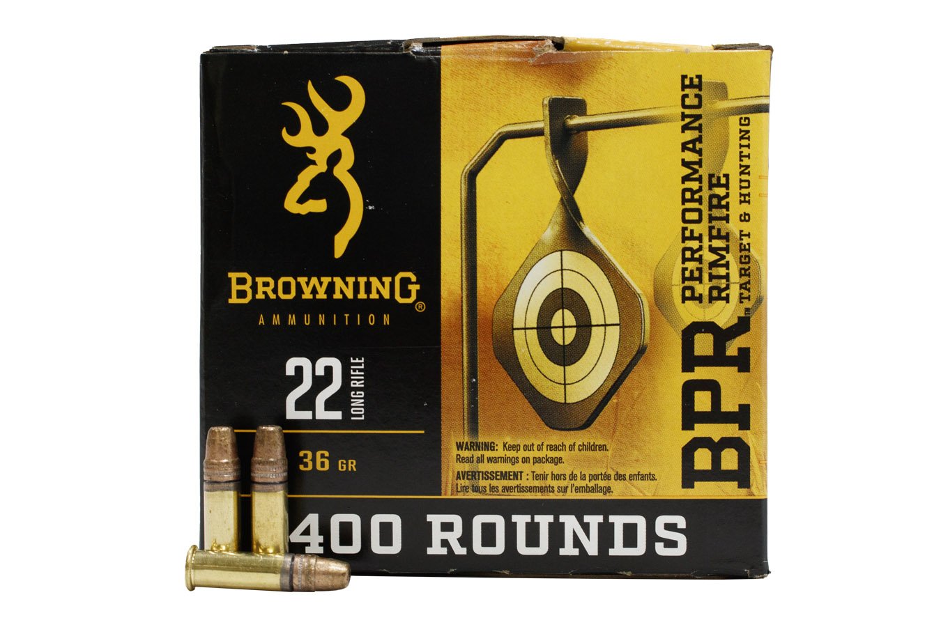 BROWNING AMMUNITION 22LR 36 GR COPPER PLATED HP 400/BOX