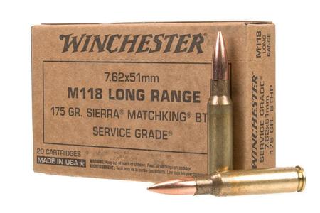 WINCHESTER AMMO 7.62x51mm NATO 175 gr M118 Long Range Sierra MatchKing HPBT 20/Box