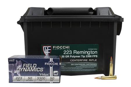 FIOCCHI 223 Rem 50 gr V-Max 200 Rounds in Ammo Can