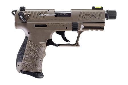 WALTHER P22Q 22 LR Rimfire Pistol with Flat Dark Earth Finish and Threaded Barrel