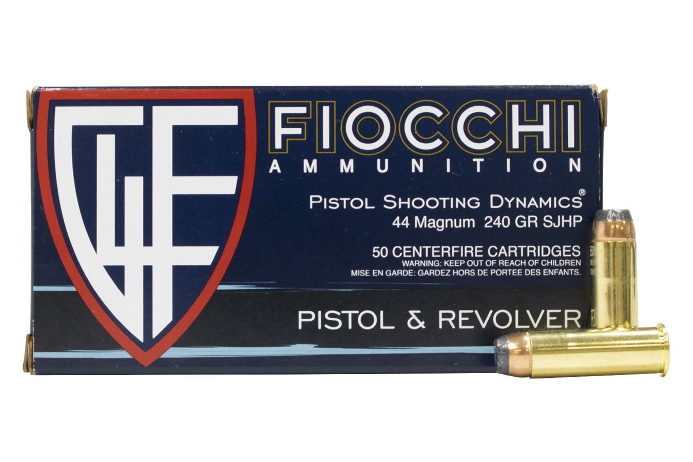 FIOCCHI 44 MAGNUM 240 GR SEMI-JACKETED HOLLOW POINT DEFENSE DYNAMICS 50/BOX