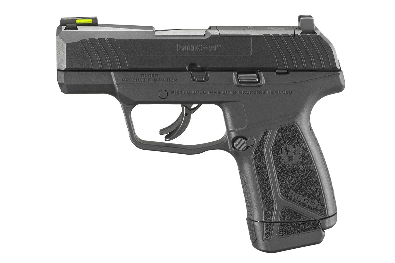 RUGER MAX-9 PRO 9MM PISTOL WITH TRITIUM FIBER OPTIC DAY/NIGHT FRONT SIGHT