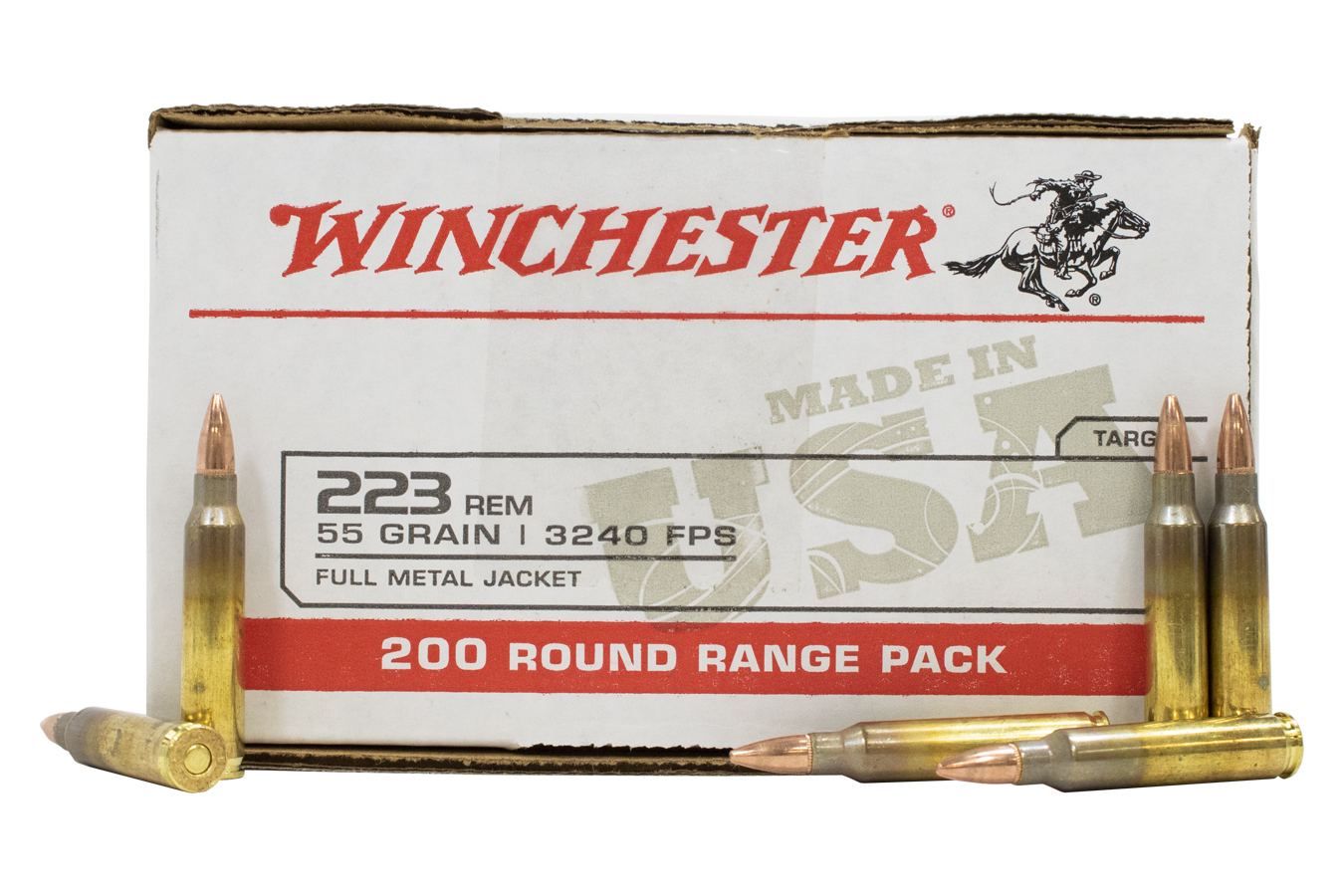 WINCHESTER AMMO 223 REM 55GR FULL METAL JACKET USA 200/BOX