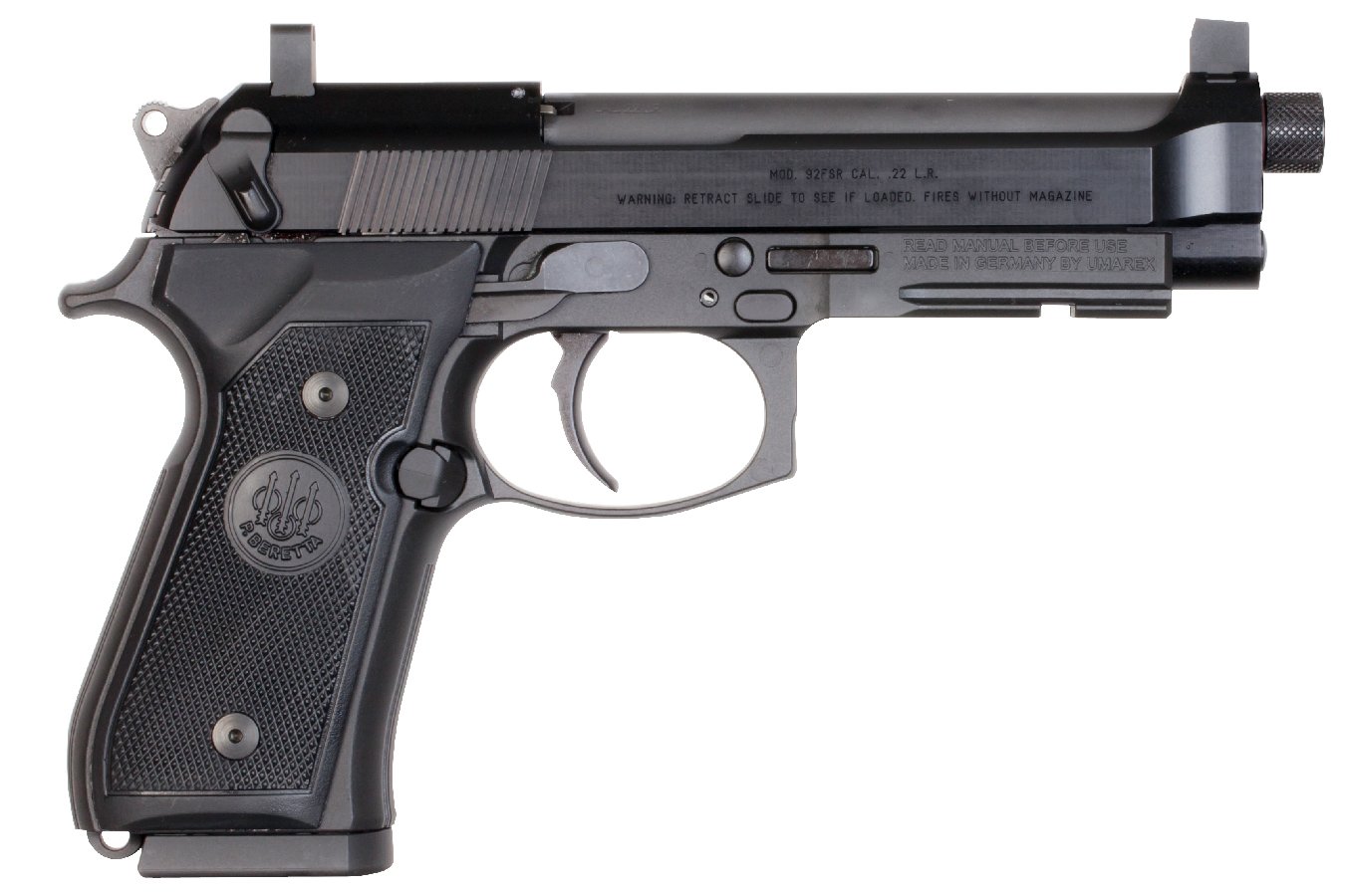 BERETTA 92FSR 22LR SUPPRESSOR READY RIMFIRE PISTOL WITH THREADED BARREL AND SNIPER GRAY 