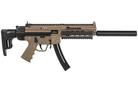 GSG GSG-16 22LR Rimfire Carbine with Flat Dark Earth Finish and Faux Suppressor