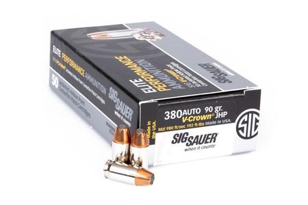 SIG SAUER 380 Auto 90gr JHP Elite V-Crown 50/Box