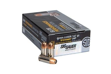 Sig Sauer 9mm Luger 147gr JHP Elite V-Crown 50/Box