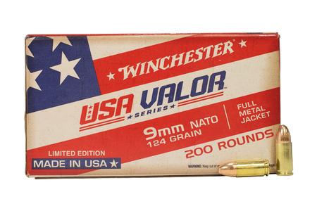 Winchester 9mm NATO 124gr FMJ USA Valor Series 200/Box