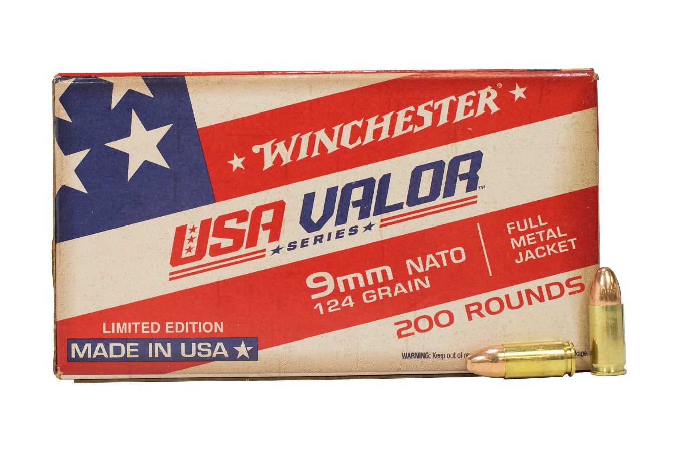 WINCHESTER AMMO 9MM NATO 124GR FMJ USA VALOR SERIES 200/BOX