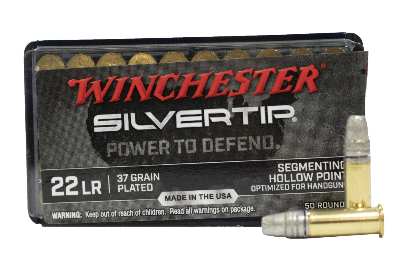 WINCHESTER AMMO 22 LR 37 GR HP PLATED SILVERTIP 50/BOX