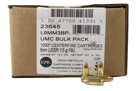 REMINGTON 9mm 115 gr FMJ 1000 Round Bulk Pack (Loose)