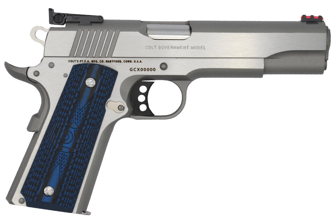 No. 13 Best Selling: COLT 1911 GOLD CUP LITE 45 ACP STAINLESS PISTOL WITH BLUE G10 GRIPS