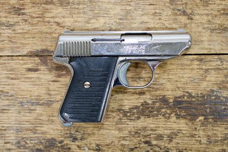 MODEL 25 25 ACP POLICE TRADE-IN PISTOL STAINLESS (MAGAZINE NOT INCLUDED)