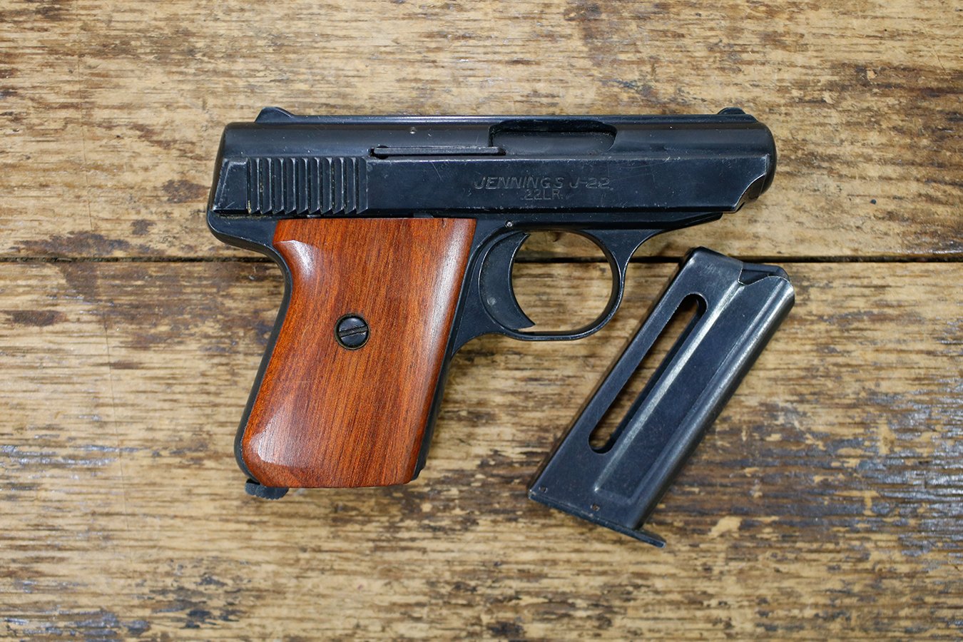 Jennings J-22 22 LR Police Trade-in Pistol with Wood Grips
