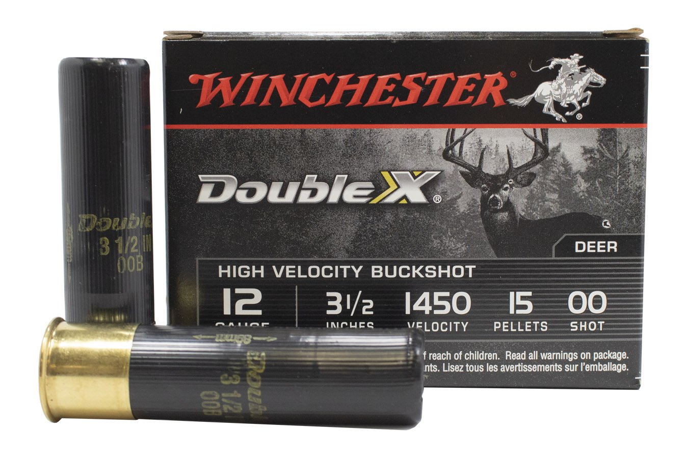 WINCHESTER AMMO 12 GAUGE 3.5 IN 15 PELLET HIGH VELOCITY BUCKSHOT DOUBLE X 5/BOX