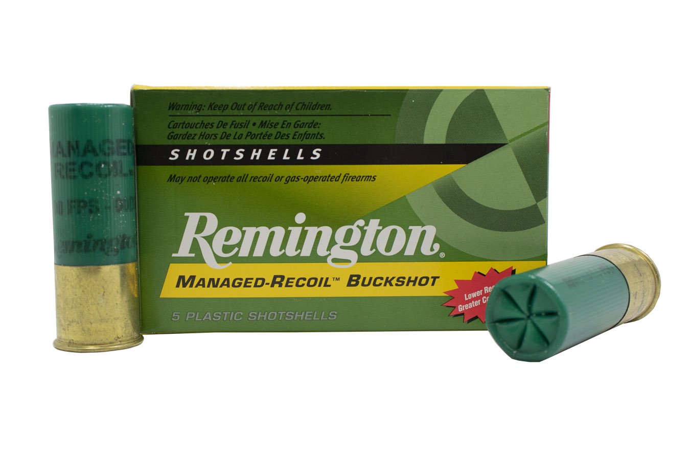 REMINGTON 12 GAUGE 2.75 IN 8 PELLET 00 BUCKSHOT MANAGED RECOIL 5/BOX