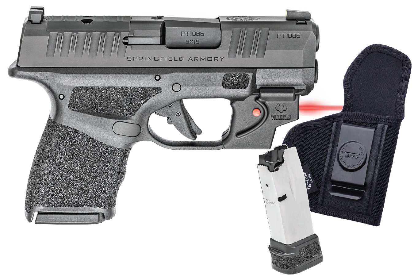 SPRINGFIELD HELLCAT OSP 9MM MICRO-COMPACT OPTICS READY PISTOL WITH VIRIDIAN LASER, HOLSTER,